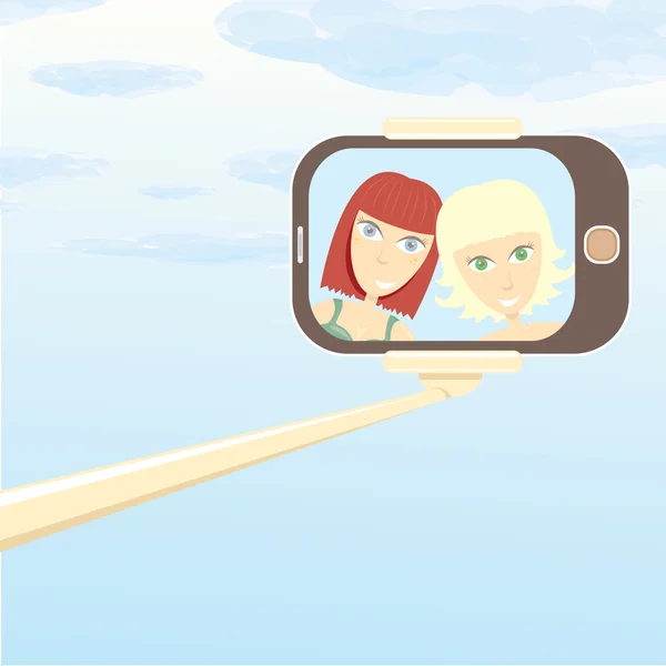 Selfie cartoon mensen vector illustratie. — Stockvector