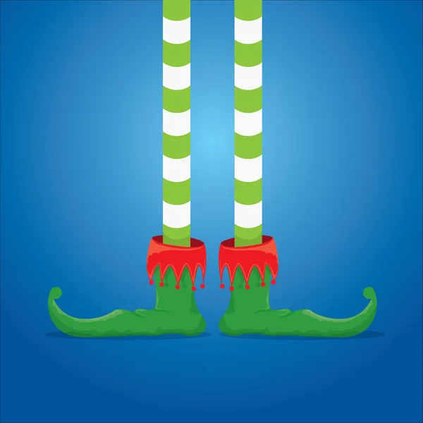 Weihnachten Cartoon Elfen Beine auf blauem Hintergrund — Stockvektor