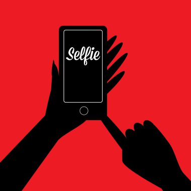 Selfie fotoğrafta akıllı telefon kavram simgesine