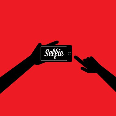 Selfie fotoğrafta akıllı telefon kavram simgesine