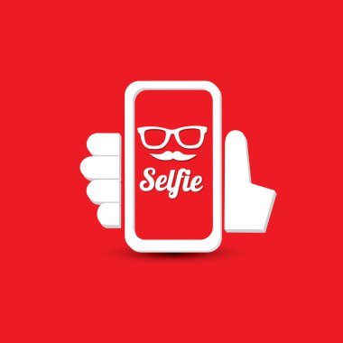 Selfie fotoğrafta akıllı telefon kavram simgesine