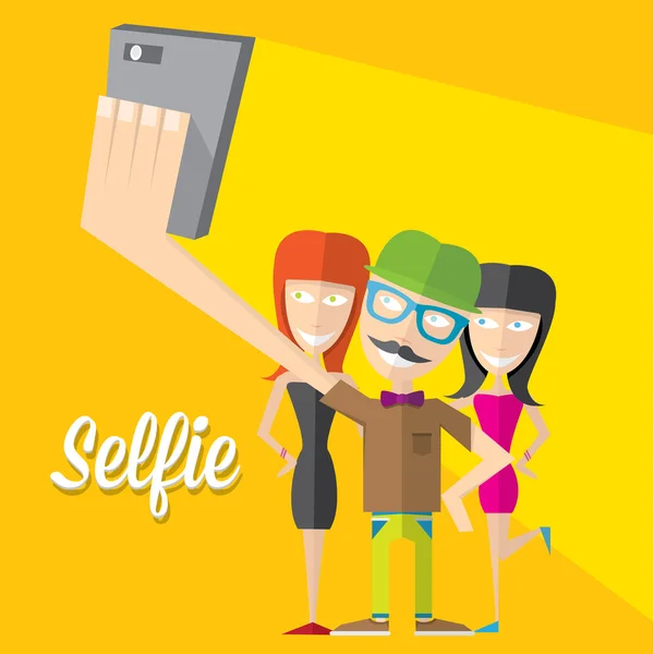 Selfie fotoğrafta üzerinde akıllı telefon genel kavram — Stok Vektör