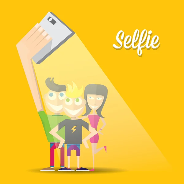 Selfie foto nemen op slimme telefoon concept — Stockvector