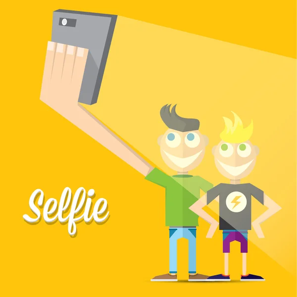 Taking Selfie Photo on Smart Phone concept — Stock Vector