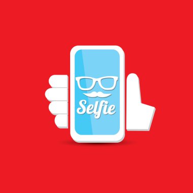 Selfie fotoğrafta akıllı telefon kavram simgesine