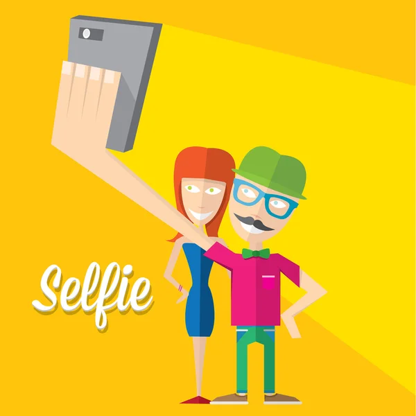 Taking Selfie Photo on Smart Phone concept — Stock Vector