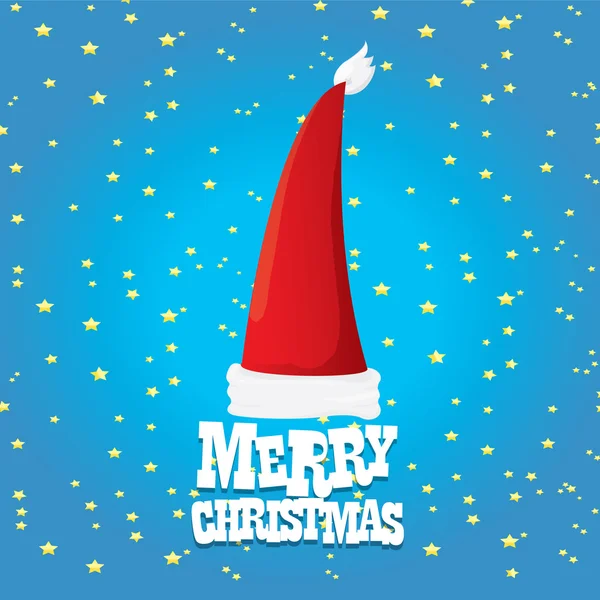 Vector rojo del sombrero de Santa. tarjeta de navidad feliz — Vector de stock