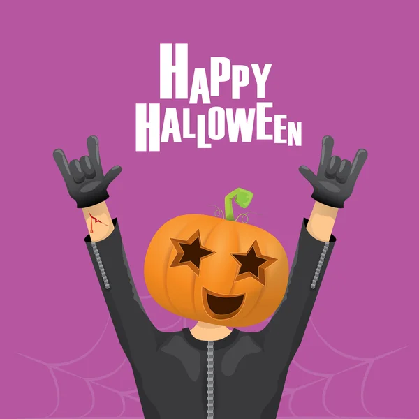 Rock n roll Happy halloween vector greeting card — Stock Vector