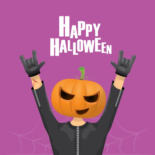 Rock n roll Happy halloween vector greeting card — Stock Vector