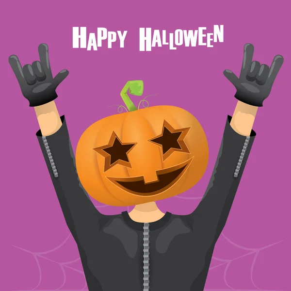 Rock n roll Happy halloween vector greeting card — Stock Vector
