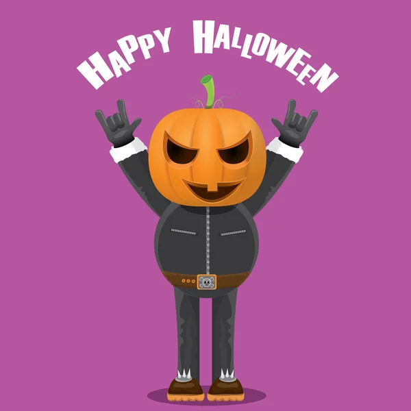 Rock n roll Feliz tarjeta de felicitación vector halloween — Vector de stock