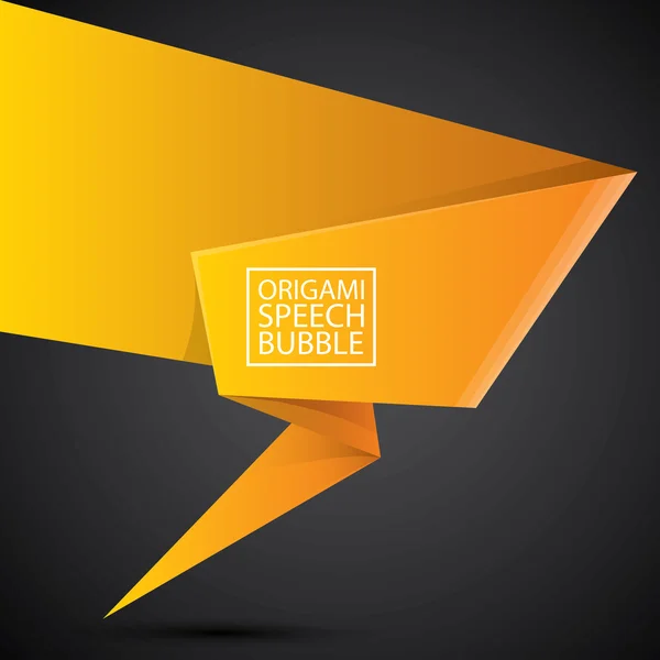 Abstract glossy orange origami speech bubble — Stock Vector