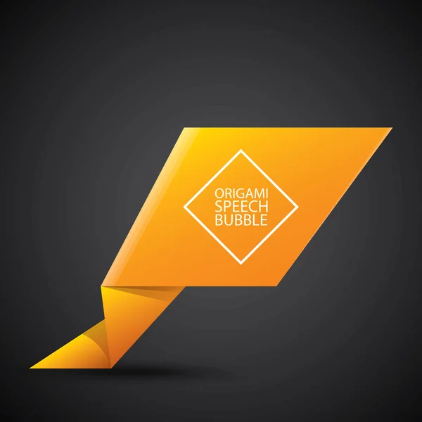 Abstracte glanzend oranje origami tekstballon — Stockvector