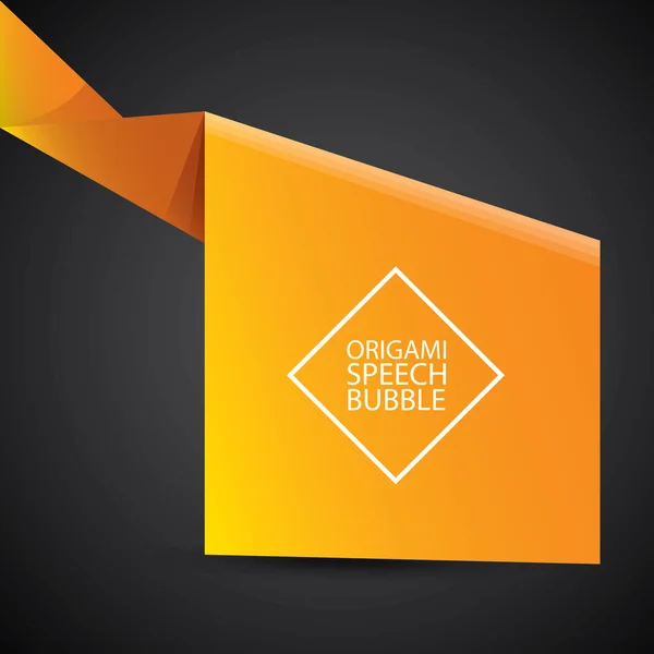 Astratto lucido arancione origami discorso bolla — Vettoriale Stock