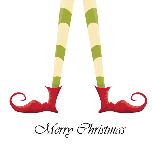 Natale cartoni animati elfi gambe su sfondo bianco — Vettoriale Stock