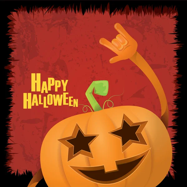 Zucca rock n roll stile Halloween biglietto di auguri — Vettoriale Stock