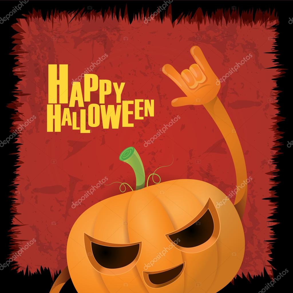 Cartolina D Auguri Di Halloween Di Zucca Rock And Roll Stile Vettoriali Stock C Zm1ter