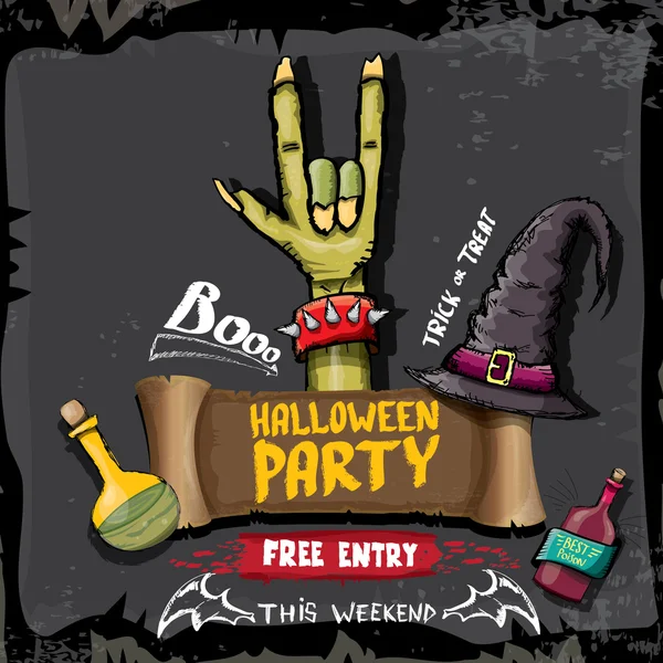 Halloween-Vektor Rock n Roll Zombie-Hintergrund — Stockvektor