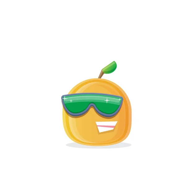 Vektor lustige Cartoon-Pfirsich-Figur mit Sonnenbrille isoliert auf weißem Hintergrund. funky lächelnd kühlen Sommer Obst Charakter — Stockvektor