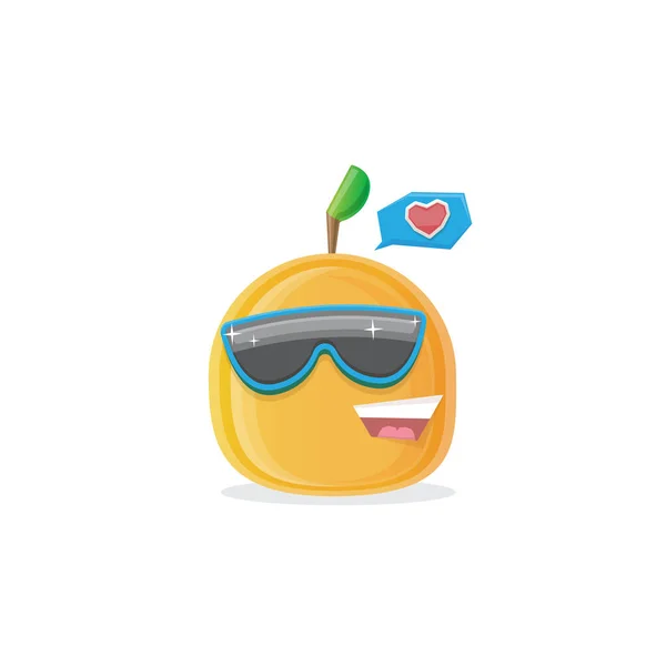 Vektor lustige Cartoon-Pfirsich-Figur mit Sonnenbrille isoliert auf weißem Hintergrund. funky lächelnd kühlen Sommer Obst Charakter — Stockvektor