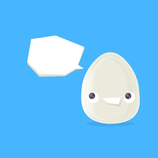Vetor engraçado personagem ovo cartoon isolado no fundo azul. funky sorrindo adesivo de ovo branco fresco — Vetor de Stock