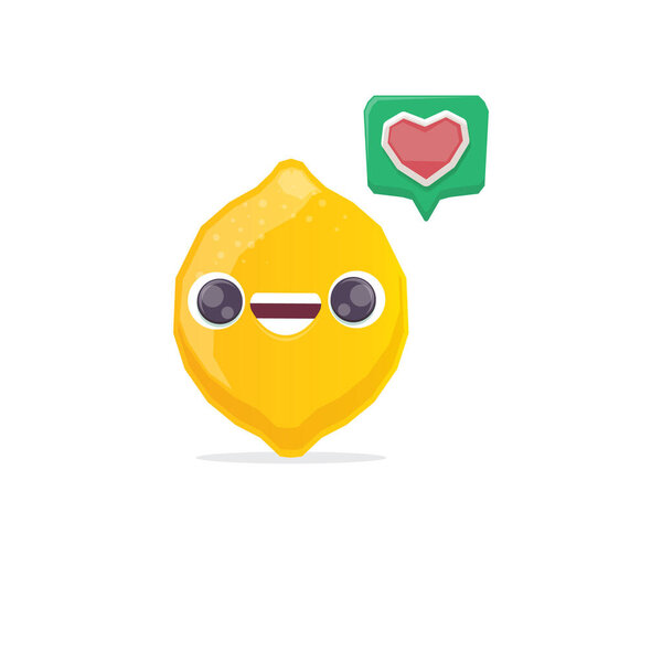 vector funny cartoon lemon character isolated on white background. funky smiling summer yellow lemon citrus fruit character