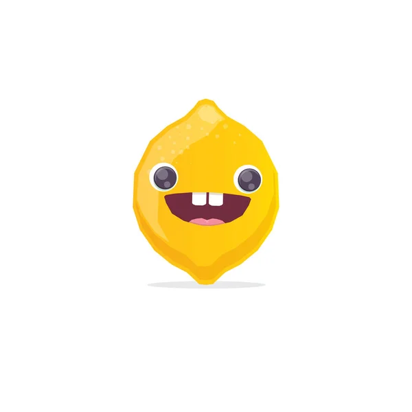 Vector funny cartoon lemon character isolated on white background. funky smiling summer yellow lemon citrus fruit character — Stock Vector