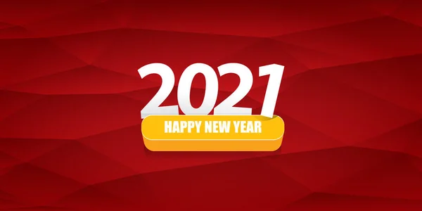 2021年新年快乐横幅背景或贺卡与文字。在红色水平背景上分离的2021年新年数字 — 图库矢量图片