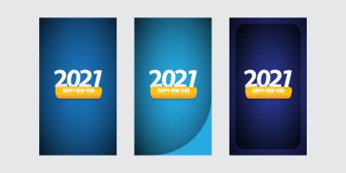 2021 Mutlu yıllar dikey arkaplan seti ya da mesajlı tebrik kartı. 2021 yeni yıl vektörü dikey arkaplanda izole edilmiş. Yeni Yıl Hikayeleri tasarım şablonu seti