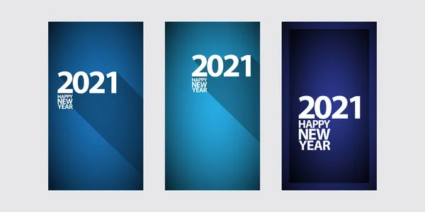 2021 Boldog új évet függőleges banner háttér készlet vagy üdvözlő kártya szöveggel. vektor 2021 újévi számok elszigetelt függőleges alapon. Újévi történetek design sablon készlet — Stock Vector