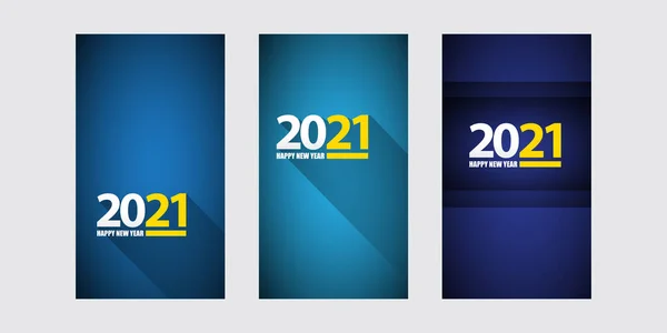 2021 Feliz ano novo conjunto de fundo banner vertical ou cartão de saudação com texto. vetor 2021 novos números ano isolado em fundo vertical. Ano Novo Histórias conjunto de modelos de design —  Vetores de Stock