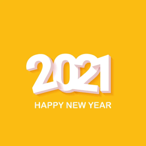 2021 Feliz año nuevo fondo de diseño creativo o tarjeta de felicitación con texto. vector 2021 números de año nuevo con sombra aislada sobre fondo abstracto naranja — Vector de stock