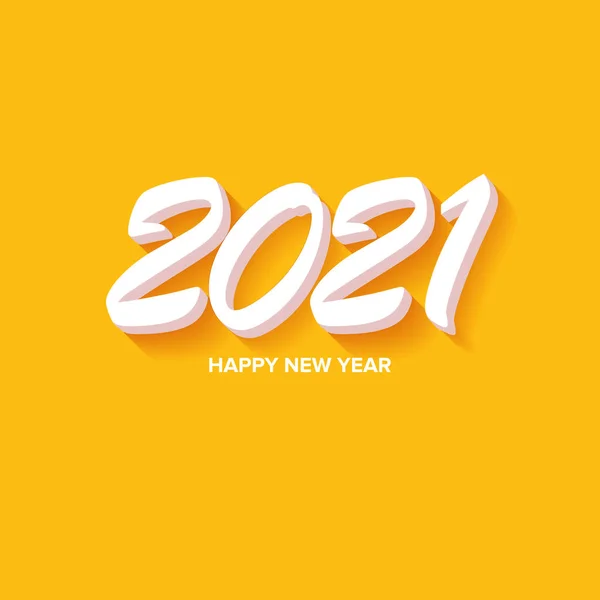 2021 Gelukkig nieuwjaar creatieve design achtergrond of wenskaart met tekst. vector 2021 nieuwjaarsnummers met schaduw geïsoleerd op oranje abstracte achtergrond — Stockvector