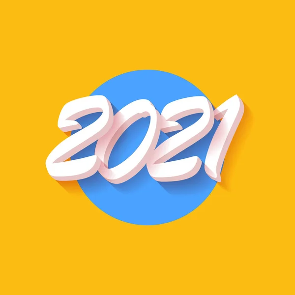 2021 Щасливий новорічний творчий дизайн фону або вітальна листівка з текстом. вектор 2021 новорічні номери з тіні ізольовані на помаранчевому абстрактному фоні — стоковий вектор