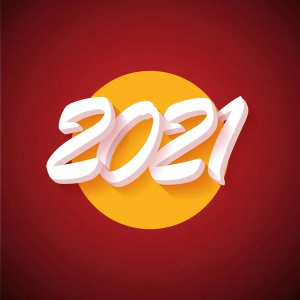 2010 년 5 월 21 일에 확인 함 . Happy New year creative design background or greeting card with text. vector 2021 new number with shadow isolated on red stract background — 스톡 벡터