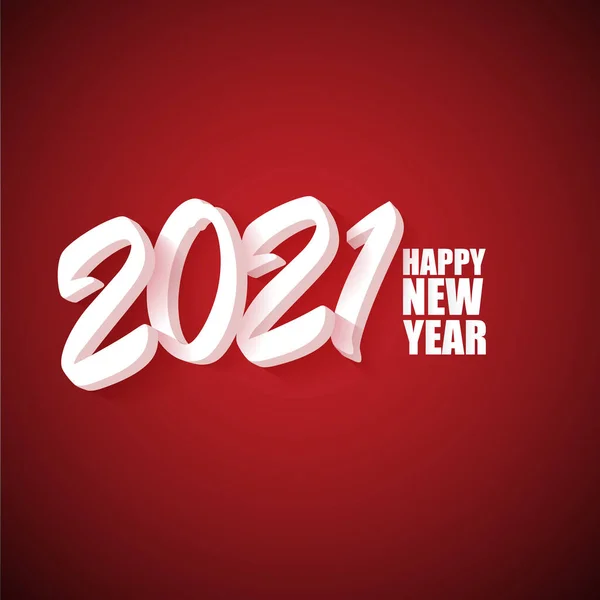 2021 Frohes neues Jahr kreative Design Hintergrund oder Grußkarte mit Text. Vektor 2021 Neujahrszahlen mit Schatten isoliert auf rotem abstrakten Hintergrund — Stockvektor