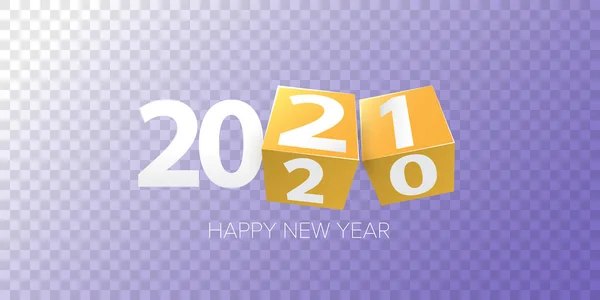 2021 Happy new year horizontal banner background or greeting card with text. vector 2021 new year numbers isolated on transparent horizontal background — Stock Vector