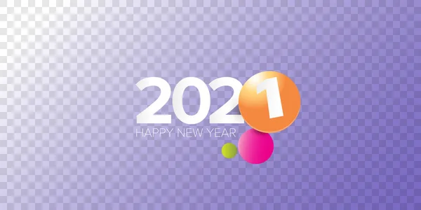 2021年新年快乐横幅背景或贺卡与文字。在透明水平背景下分离的2021年新年数字 — 图库矢量图片