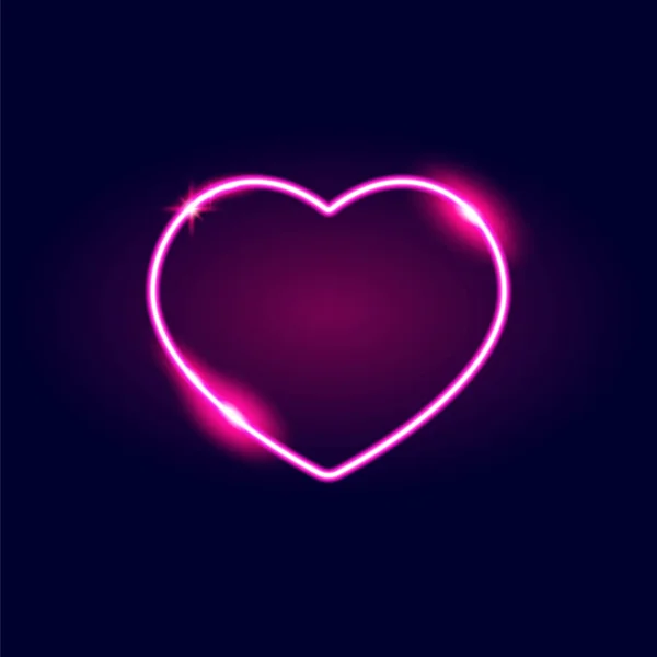 Fondo de San Valentín con corazón de neón rosa aislado en el fondo. Cartel del día de San Valentín o tarjeta de felicitación con brillante corazón hermoso rosa — Vector de stock