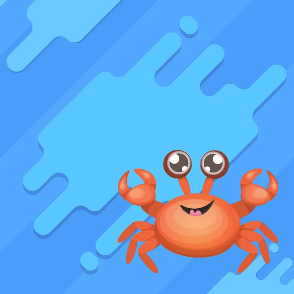 Kreslený červený krab s drápy izolovanými na modrém hřbetě. Znamení vodních živočichů. Ikona nebo logo mořských plodů — Stockový vektor