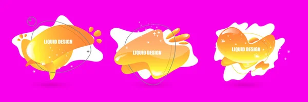 Conjunto de banners modernos abstrato vetor laranja sobre fundo rosa. Bandeiras abstratas gradientes com formas líquidas fluidas para design de logotipo, folheto ou infográficos. Ilustração vetorial —  Vetores de Stock