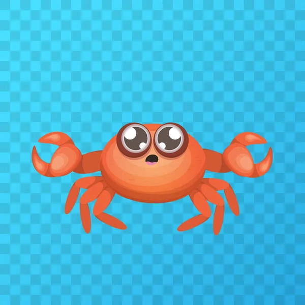 Karikatura červená krab znak s drápy izolované na průhledné mřížky backgound. Znamení vodních živočichů. Ikona nebo logo mořských plodů — Stockový vektor