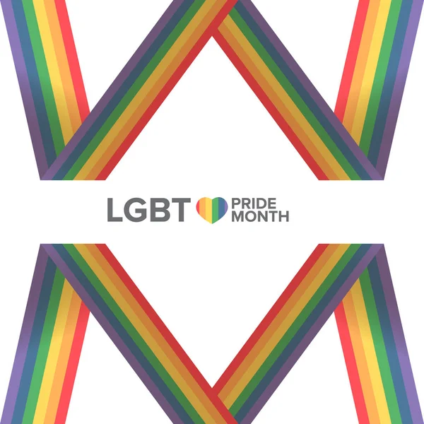 Щасливий місячний прапор із смугастим кольором гордості ізольований на білому тлі. ЛГБТ місяць або постер гордості день, запрошення партійної картки Сучасний стиль дизайну шаблон. — стоковий вектор