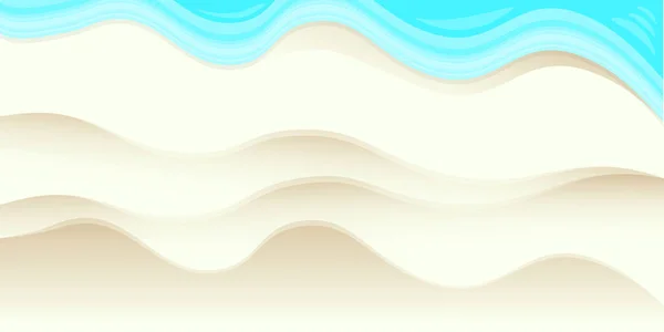 Vista superior del fondo de la playa de verano con arena dorada y olas del océano turquesa. Vector verano playa partido volante o plantilla de diseño de póster con costa tropical — Vector de stock