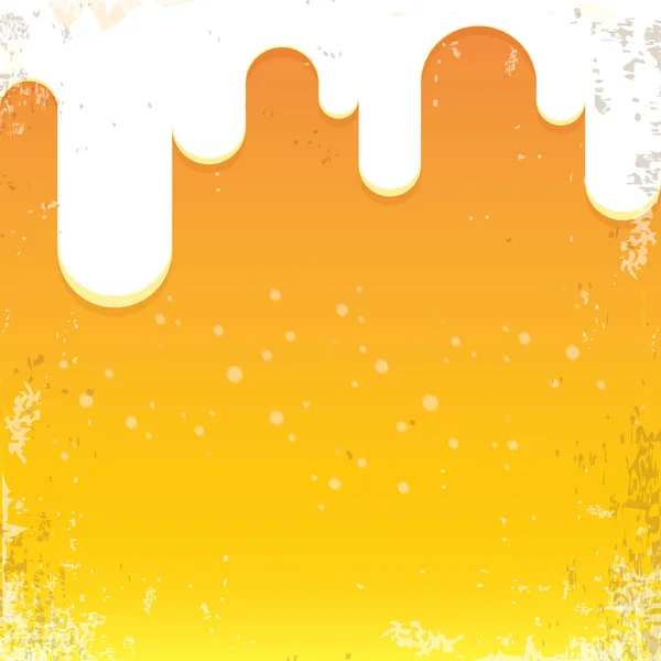 Vector beer background with white foam and bubbles. light beer poster design template — Stock Vector