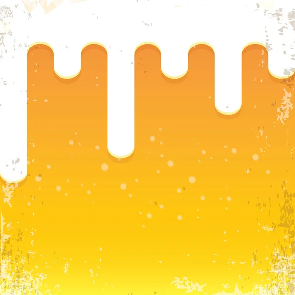Διανυσματική μπύρα φόντο με λευκό αφρό και φυσαλίδες. φως μπύρα αφίσα πρότυπο σχεδιασμού — Διανυσματικό Αρχείο