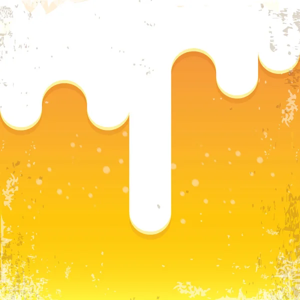 Διανυσματική μπύρα φόντο με λευκό αφρό και φυσαλίδες. φως μπύρα αφίσα πρότυπο σχεδιασμού — Διανυσματικό Αρχείο