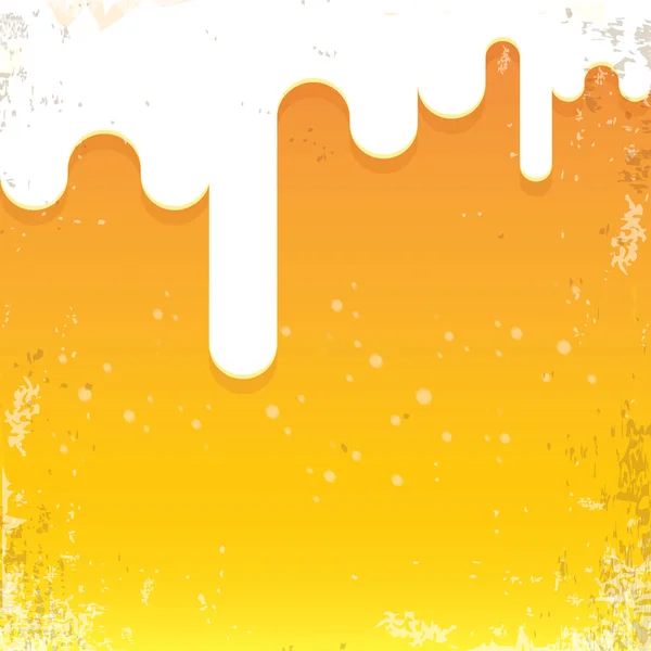 Vector beer background with white foam and bubbles. light beer poster design template — Stock Vector