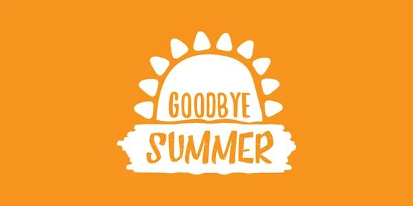 Bianco addio estate concetto vettore etichetta di testo o adesivo su sfondo orizzontale arancione. Addio estate concetto illustrazione — Vettoriale Stock