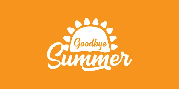Blanco adiós verano vector concepto etiqueta de texto o etiqueta engomada sobre fondo horizontal naranja. Adiós ilustración concepto de verano — Archivo Imágenes Vectoriales
